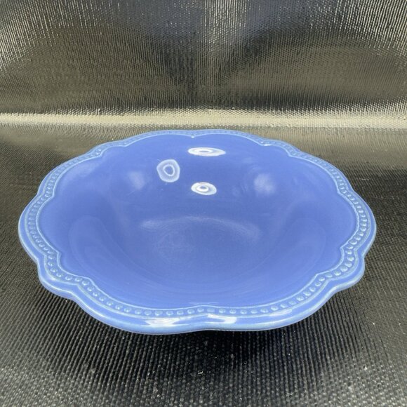 Pierre Deux Blue Ceramic Deep Dish Bowls Set 4 Beaded Edges Bowls Portugal VTG - Picture 11 of 16